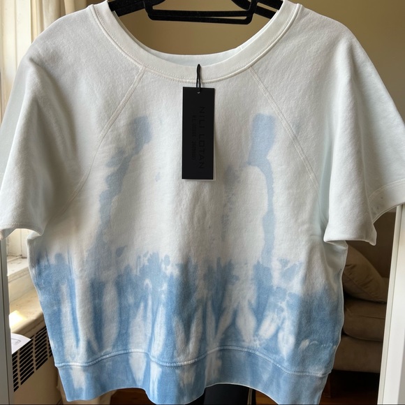 NWT nili lotan ciara sweatshirt sky blue white tie dye size M C8 - Picture 4 of 8